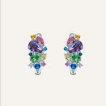 Silver earrings with Sapphire ,Cubic Zirconia