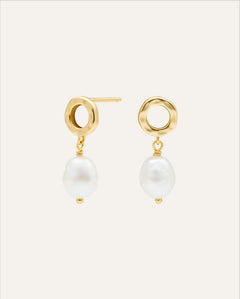 14KT Gold Plated earrings with Natural Pearl